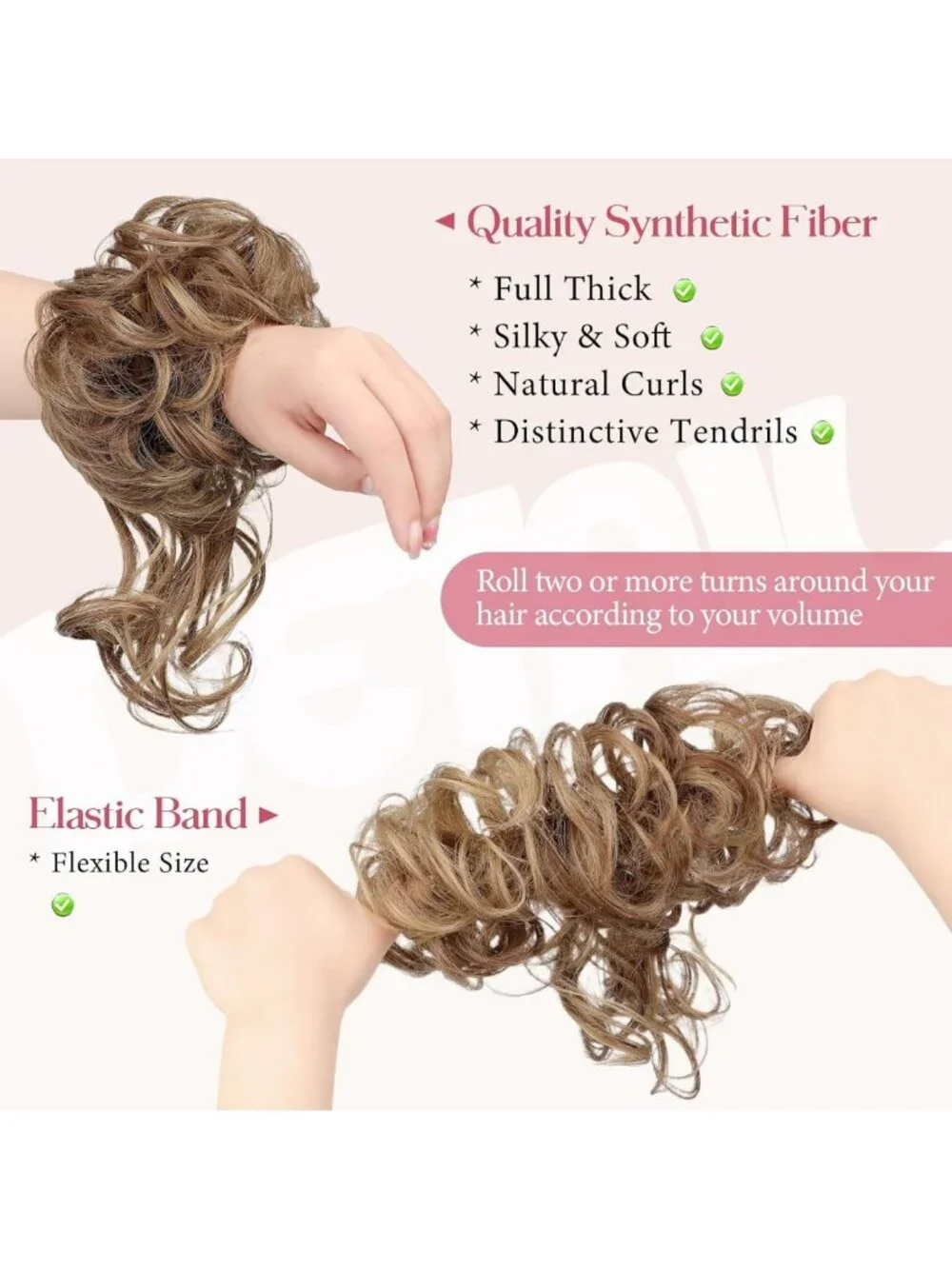 2PCS Messy Bun Hair Extensions - Stylish Ponytail Pieces for Effortless Updos